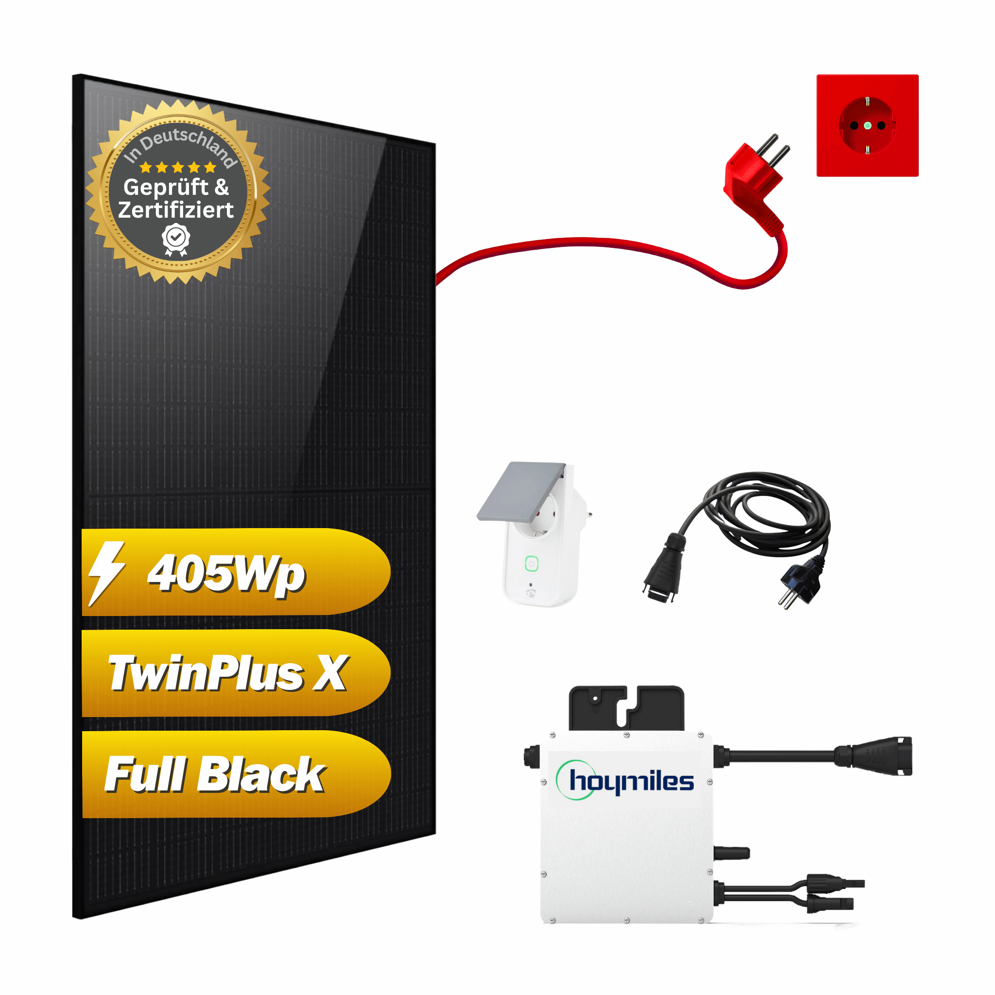 Balkonkraftwerk 405Wp / 300W mit Phono Solar Full Black und Envertech HMS-400-1T, Mini-Solaranlage,