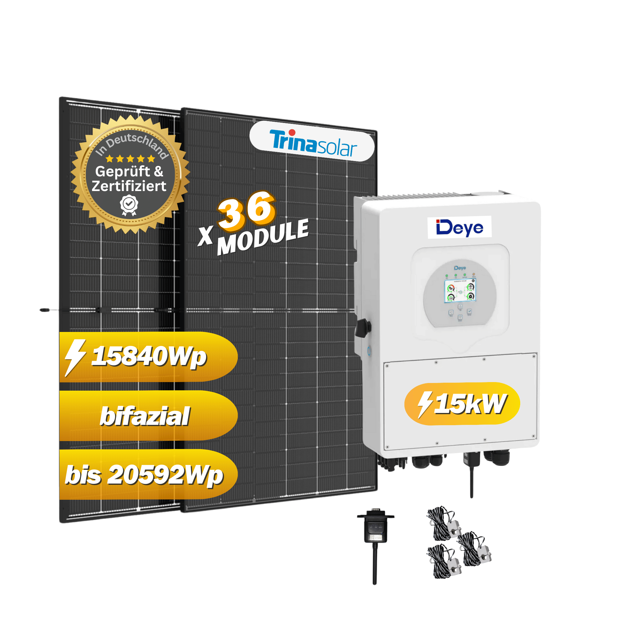 PV-Anlage Set 15840Wp/15kW Trina Solar 440Wp und Deye15K