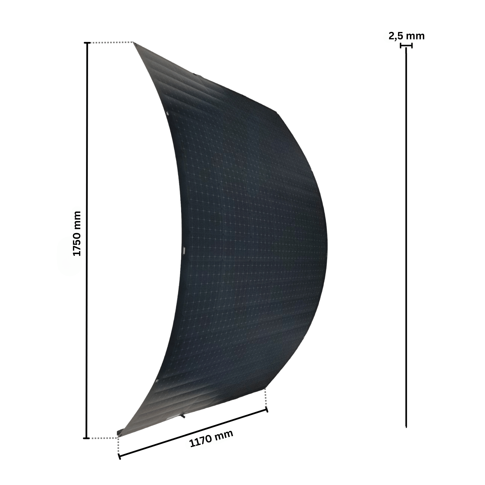 Solarmodul flexibel 400Wp Maße