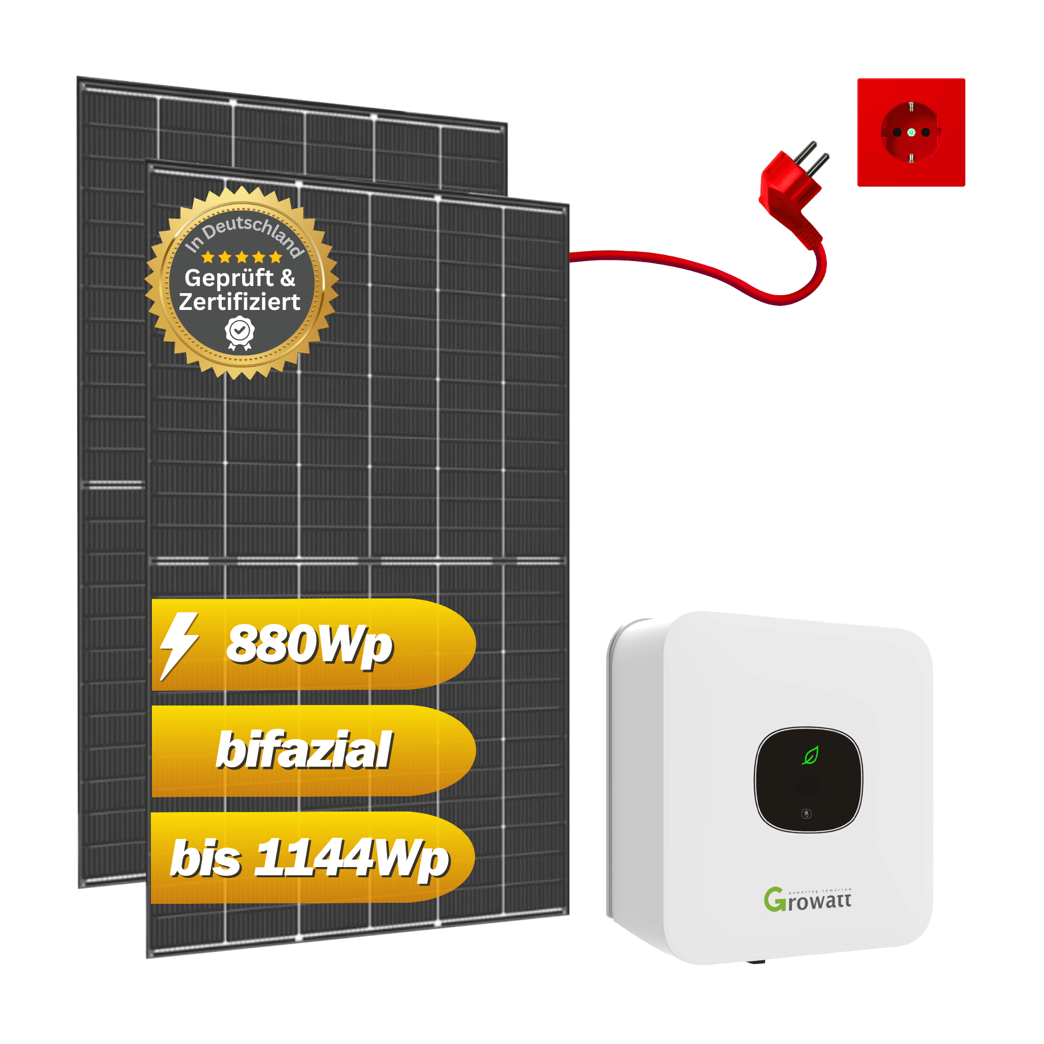 Balkonkraftwerk 870Wp / 800W mit Trina Vertex S+ und Growatt MIC 800TL-X,Mini-Solaranlage