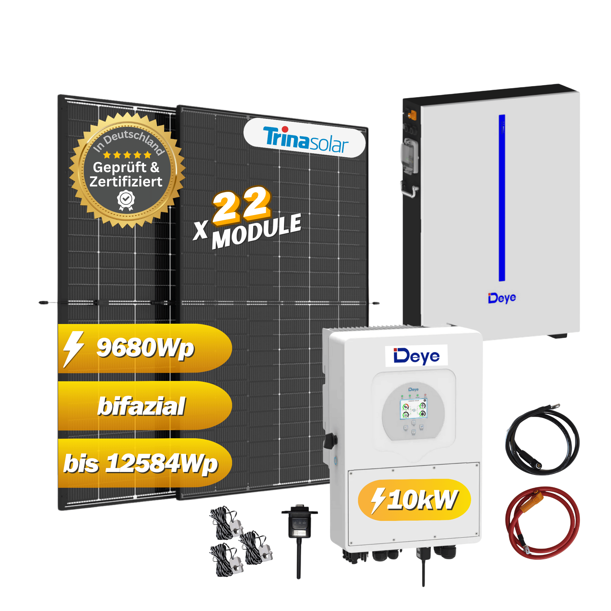  Photovoltaikanlagen-Set mit 9,68kWp/10 kW mit Trina Solar Vertex S+/Deye SUN-10K