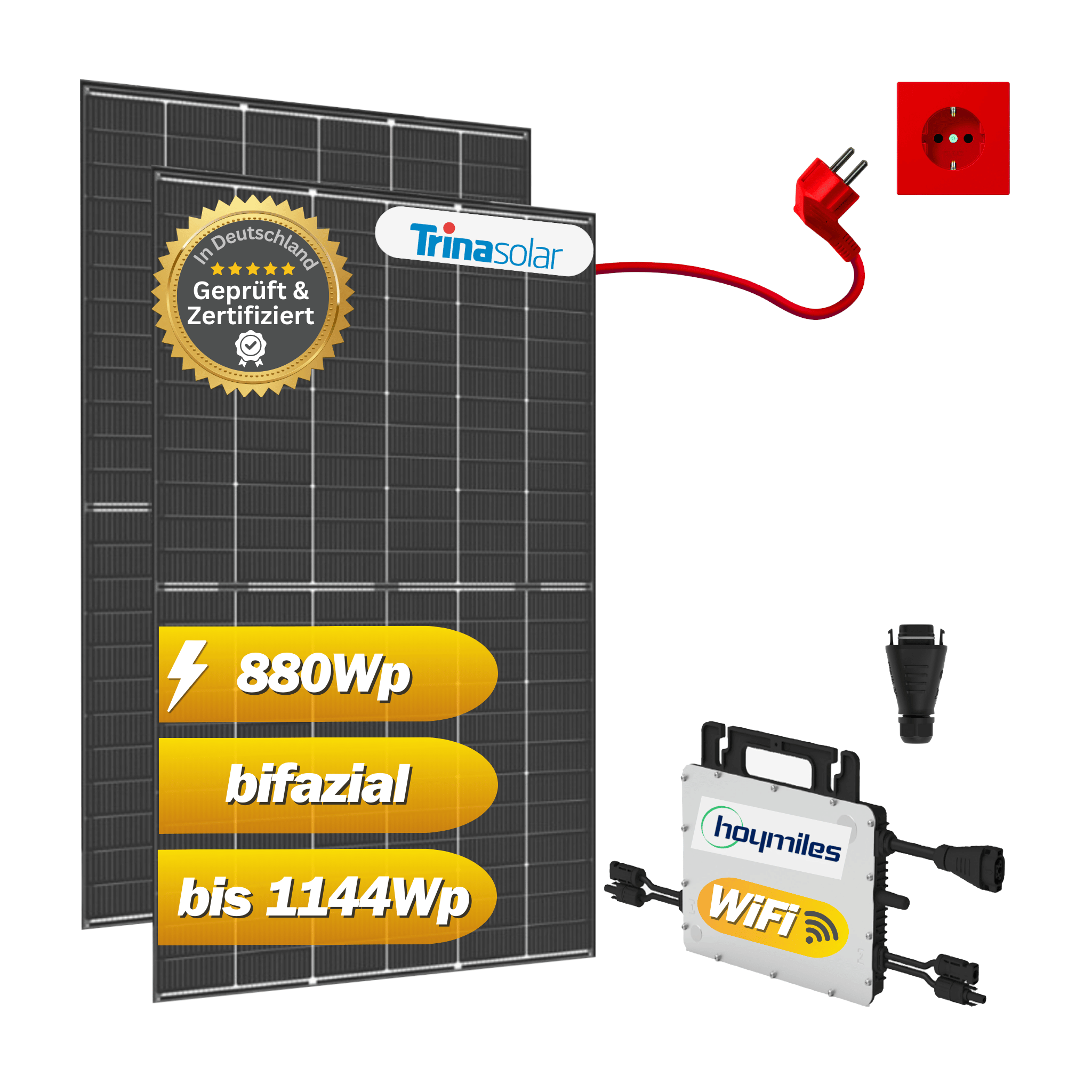 BKW 880Wp / 800W mit Trina Vertex S+ und Hoymiles HMS-800W2T inklusive HMS Field Connector