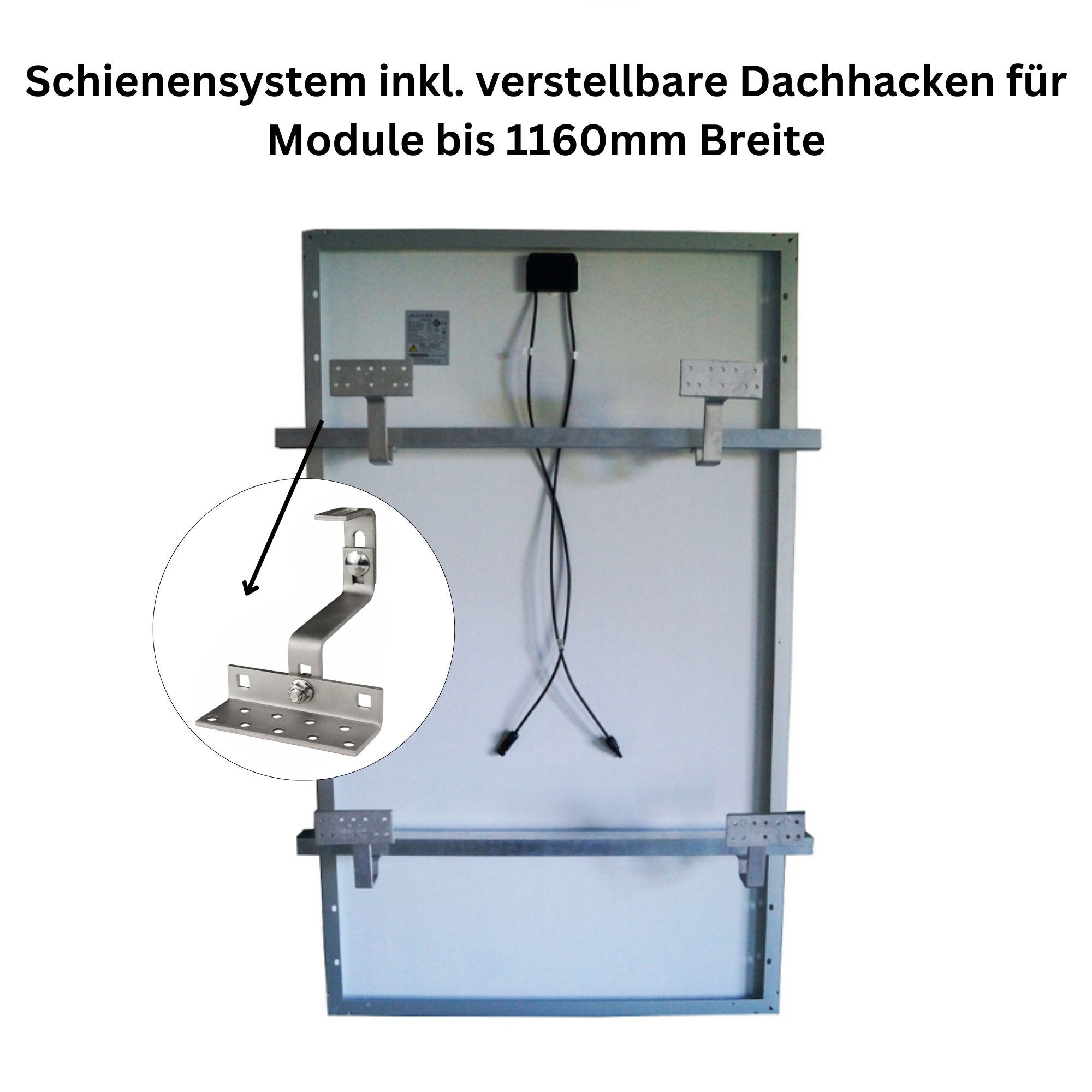 Schienensystem inkl. verst. Dachhacken für Module bis 1600mm