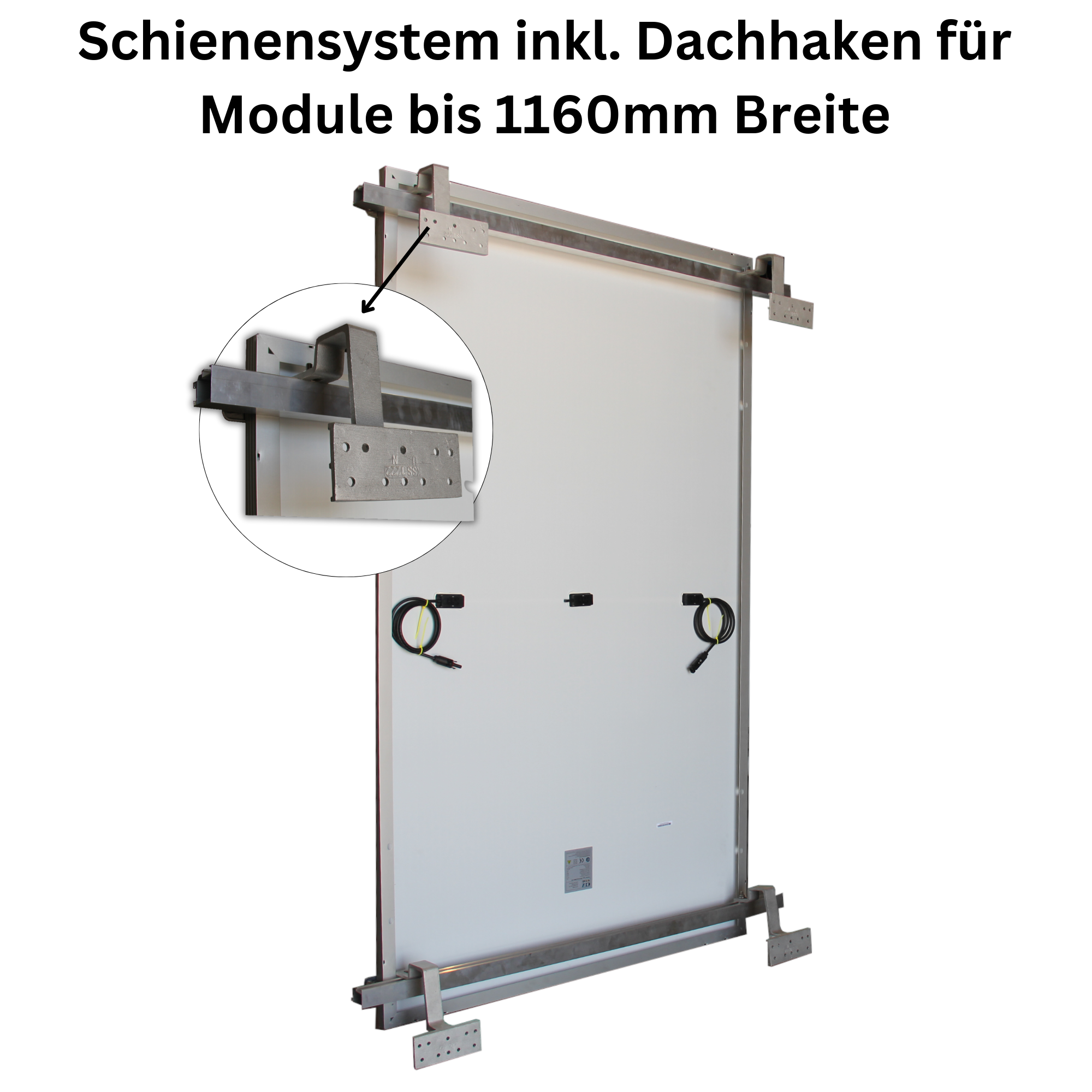 Schienensystem inkl. Dachhaken für Module bis 1160 mm Breite