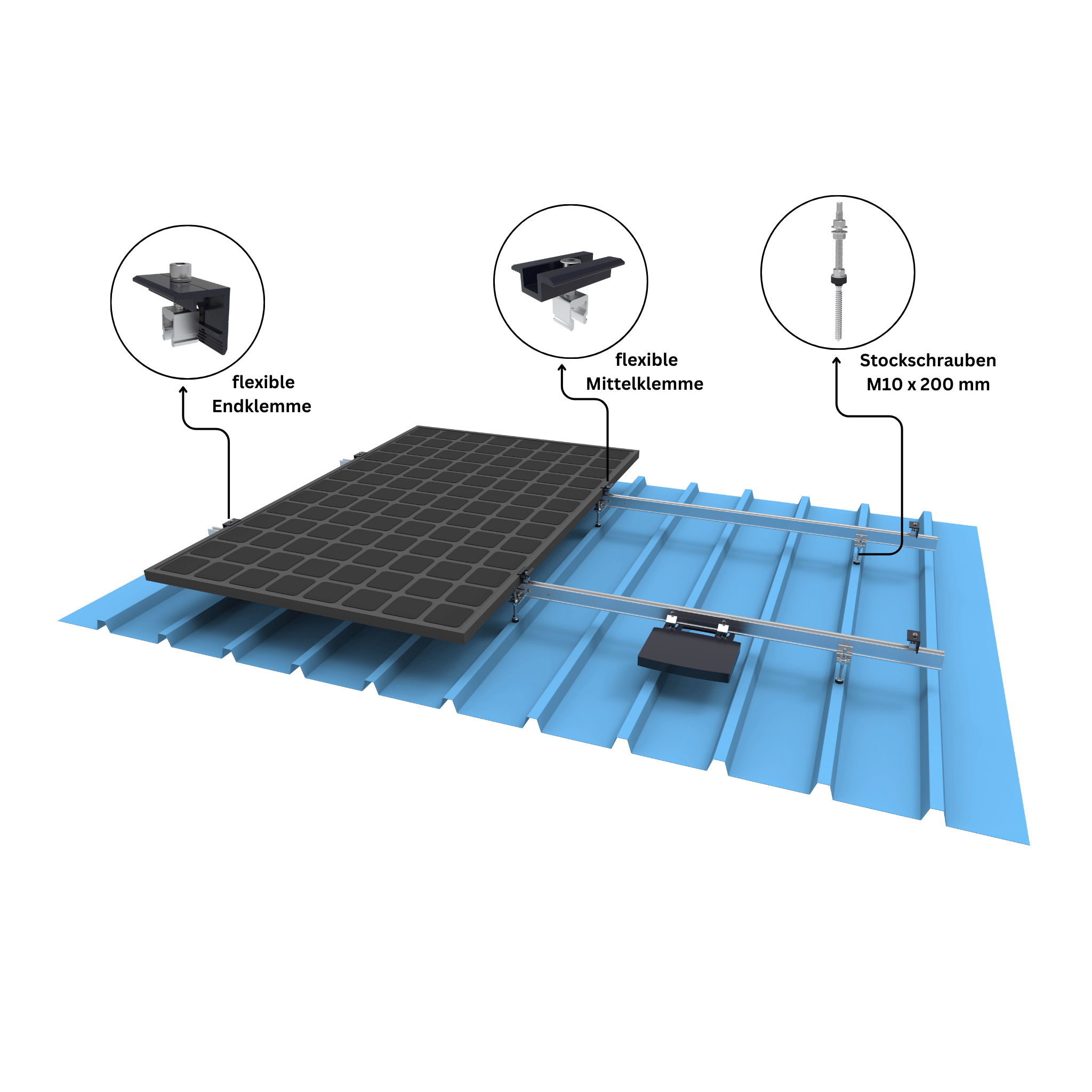 Montagepaket Stockschrauben für 2 Module