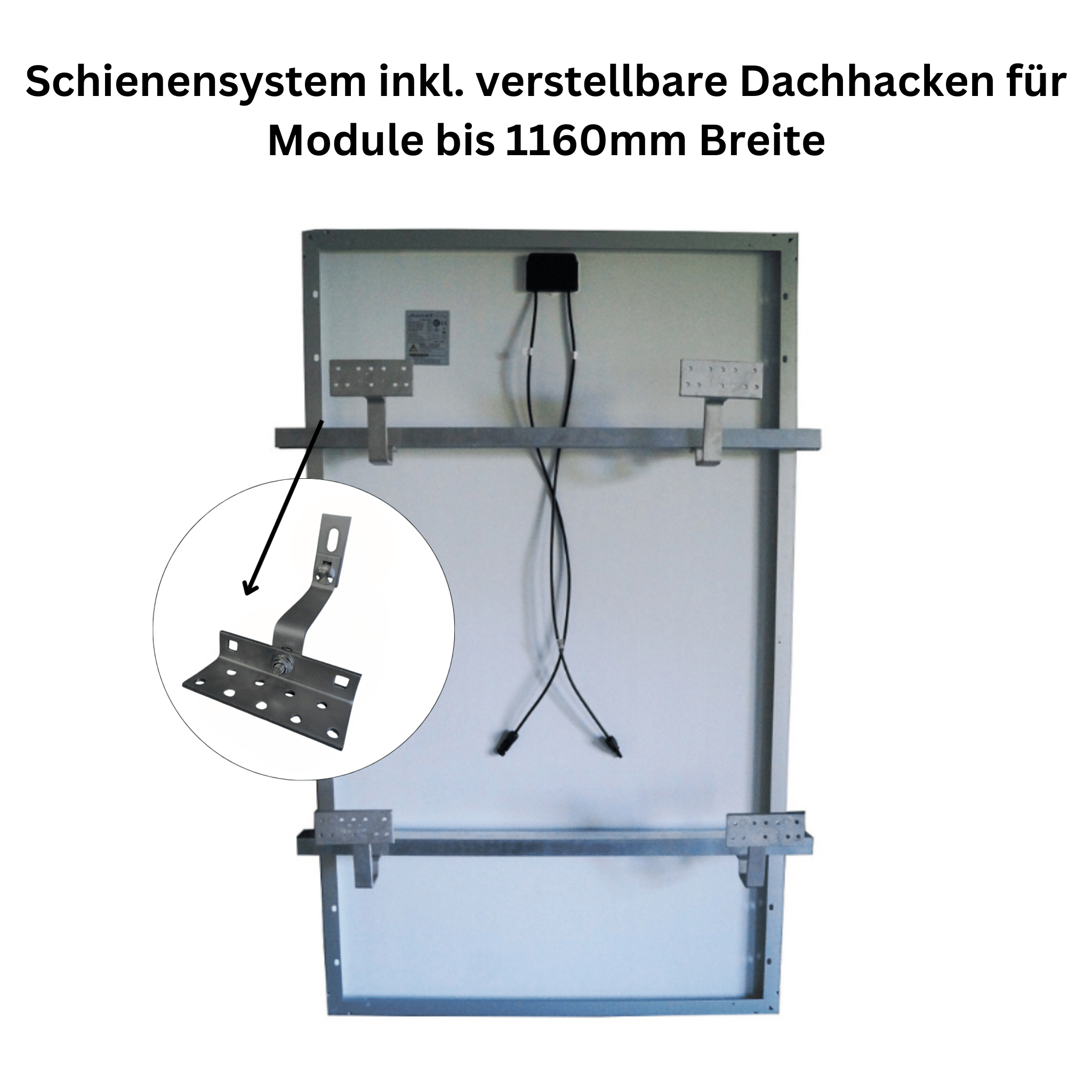 Schienensystem inkl. Dachhaken für Module bis 1160mm Breite