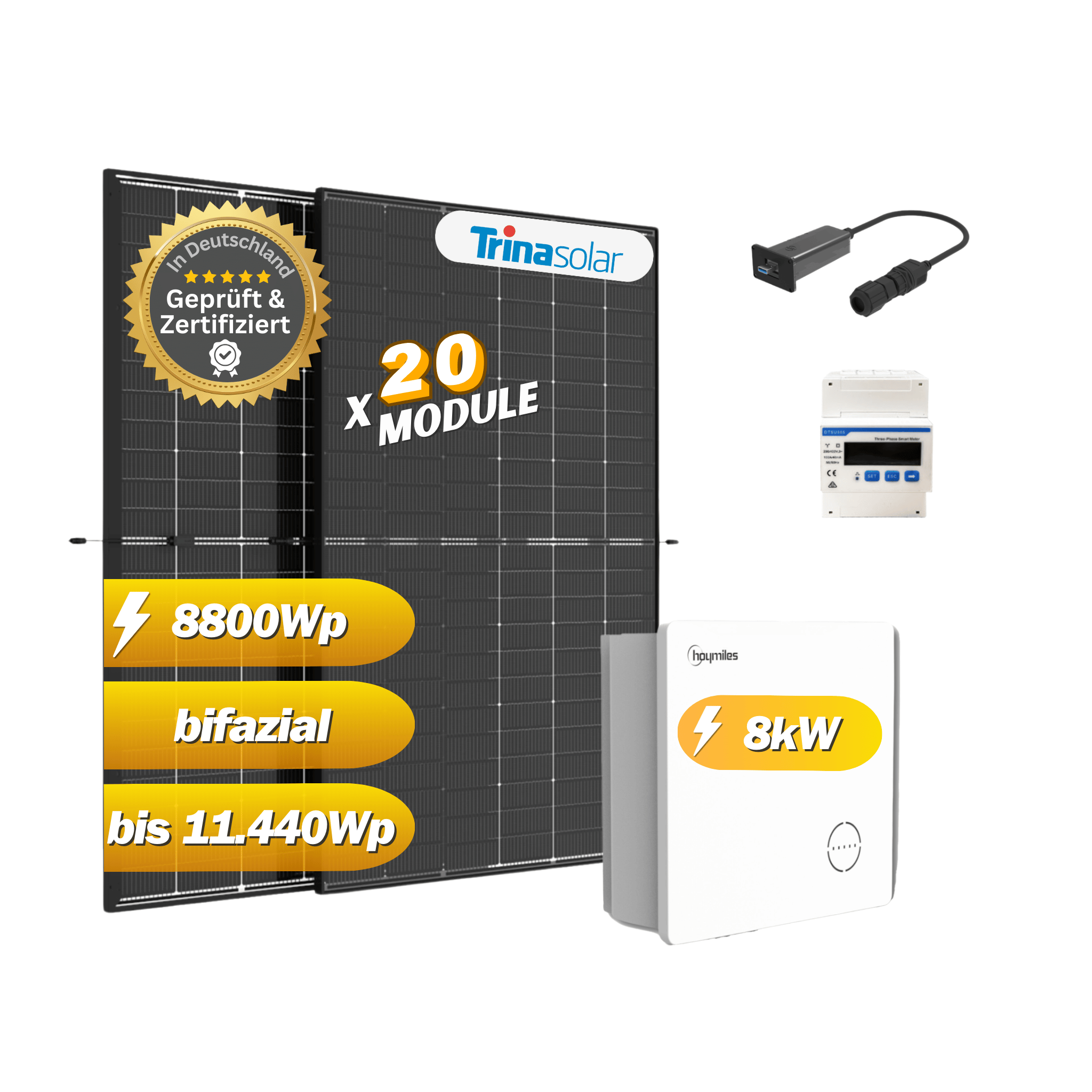 PV-Anlage Set 8800Wp/8,0kW TRINA SOLAR 440Wp +HYT-8.0HV-EUG1